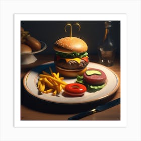 Burger And Fries 18 Art Print