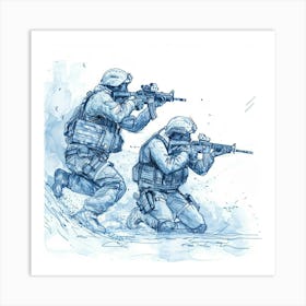 Two Soldiers In The Snow Art Print