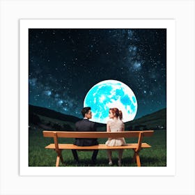 Couple Sitting On A Bench 16 Art Print