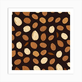 Almonds On A Black Background Art Print Art Print