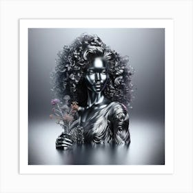 Black Woman With Flowers Art Print