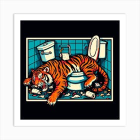 Tiger In The Toilet 6 Art Print