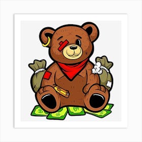 Teddy Bear With Money Art Print