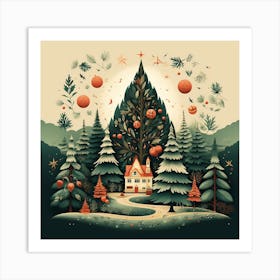 Christmas Tree In The Forest Art Print