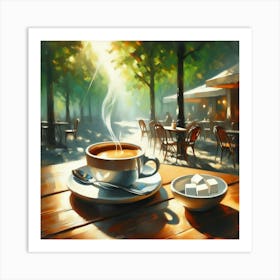 Coffee At Outdoor Cafe Kitchen Restaurant Commercial Art Print