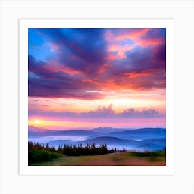 Sunset In The Mountains Art Print