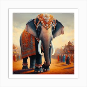 The Majestic Indian Elephant Adorned In Traditional Regalia Art Print