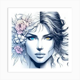Two Faces Of A Woman 1 Art Print