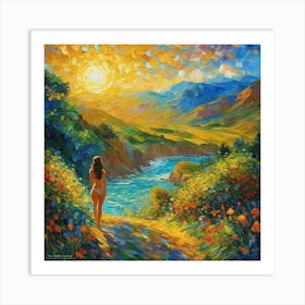 Woman Walking Down A Path Art Print