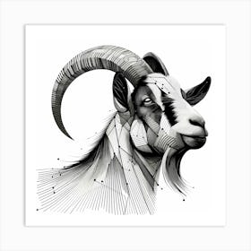 Goat - Abstract Line Art Illustration 203 Art Print