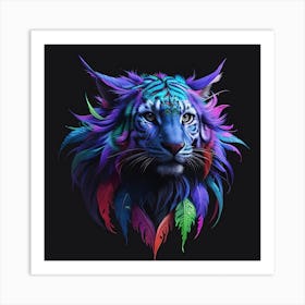 Colorful Tiger doodle art multicolour Art Print