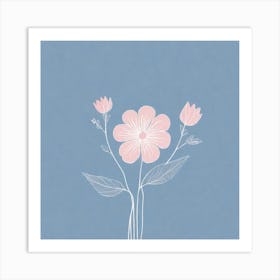 A White And Pink Flower In Minimalist Style Square Composition 180 Art Print