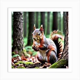 Squirrel In Forest (41) Art Print