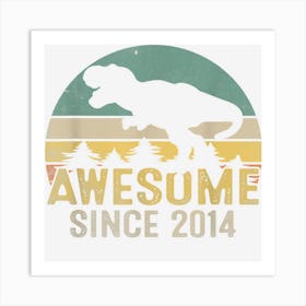 8th Birthday Dinosaur 8 Year Old Boy Awesome Since 2014 1 Art Print