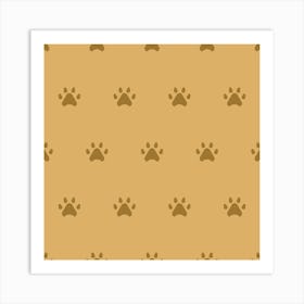 Brown Paw Pattern Art Print