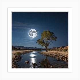 Full Moon In The Desert Art Print