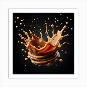 "Caramel Splash: A Moment of Sweet Exuberance Captured in Time Art Print