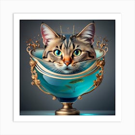 Cat In A Bowl 6 Art Print