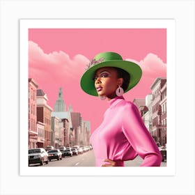 Woman In A Green Hat 4 Art Print