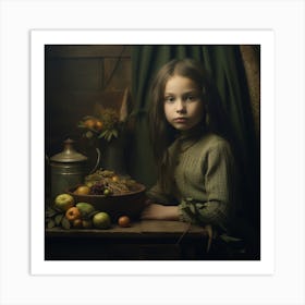 Portrait Of A Girl With Fruit Art Print