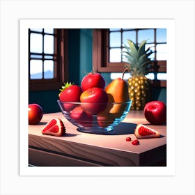 Fruit In A Glass Bowl Art Print