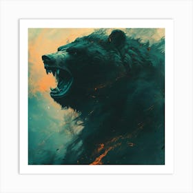 Bear In Flames 1 Art Print