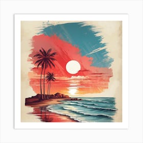 Sunset At The Beach Art Print