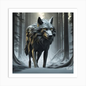 Wolf In The Woods 56 Art Print