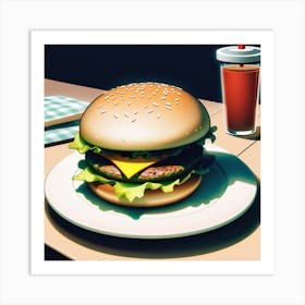 Hamburger On A Plate 23 Art Print