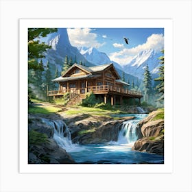 Cabin In The Mountains Art Print