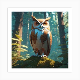 Owl In The Forest 224 Art Print