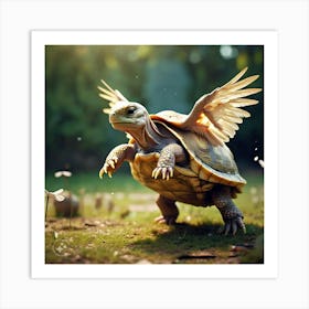 Tortoise Flapping His New Wings And Lifting Off The Ground (3) Art Print