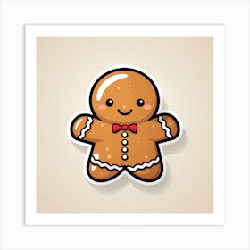 Gingerbread Man Vector Illustration Art Print