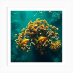 Goldfish On Coral Reef Art Print