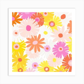 Crepe Paper Flowers In Pink Square Art Print