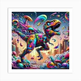 Psychedelic Dinosaur 8 Art Print