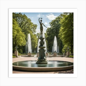 Fountain In The Park Art Print