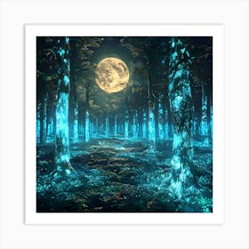 Forest At Night Art Print