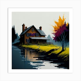 Colored House Ink Painting (123) Art Print