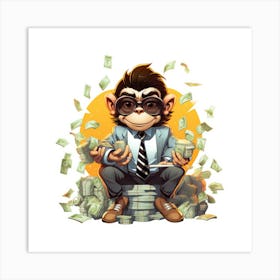 Monkey With Money Art Print