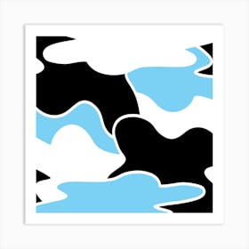 Blue And Black Camouflage Art Print