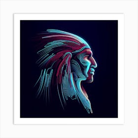 Neon Indian Head Art Print