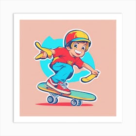 Cartoon Skateboarder Art Print