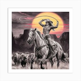 Western Spirit Monochromatic Tribute To Adventure In The Wild West (10) Art Print