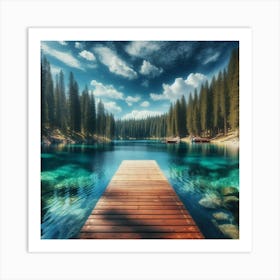 Pier In The Lake Art Print