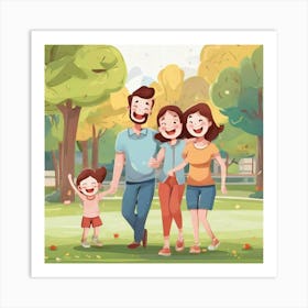 Happy Family In The Park Art Print