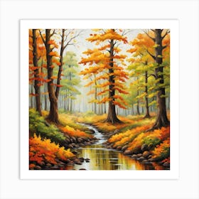 Forest In Autumn In Minimalist Style Square Composition 179 Art Print