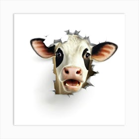 Cow Face Through A Hole Art Print