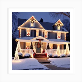 Christmas House Decorations Art Print