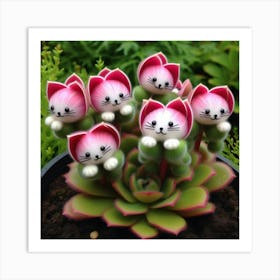 Cute Kitty Succulents Art Print